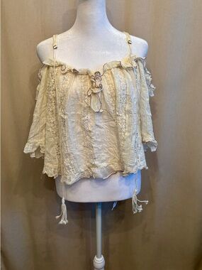 Free People Off-the-Shoulder Lace Blouse | Size M